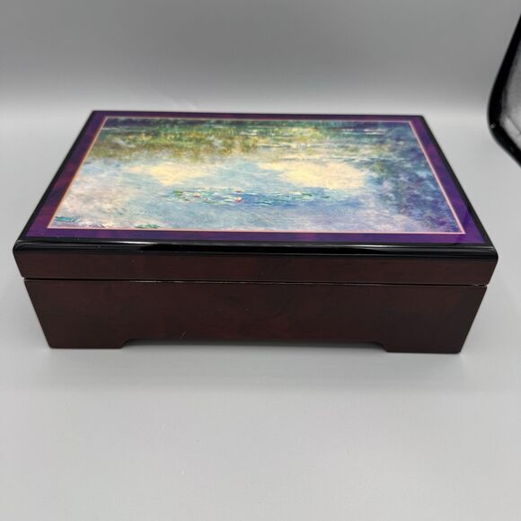 Vtg Monet Water Lilies Musical Jewelry Box Waltz of the Flowers by Tchaikovsky - Picture 4 of 12